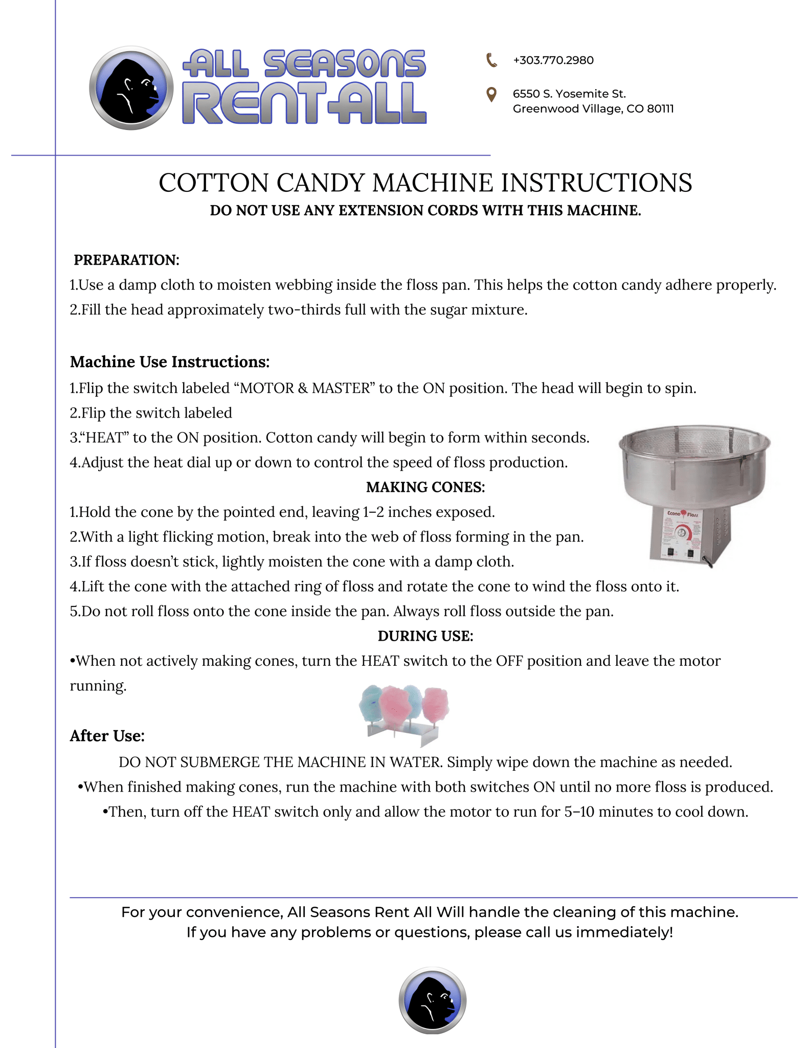 cotton candy machine instructions