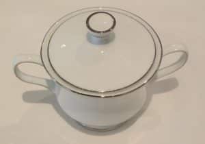 Coffee Sugar Bowl, White/Silver