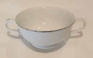 Bowl, White/Silver Bouillon Cup