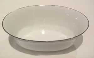 Bowl, White/Silver Deep Oval Vegatable