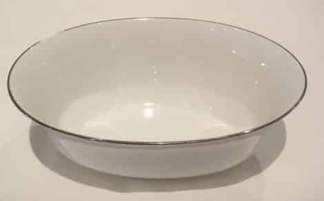 Bowl, White/Silver Deep Oval Vegatable
