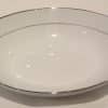 Bowl, White/Silver Shallow Oval Vegatable