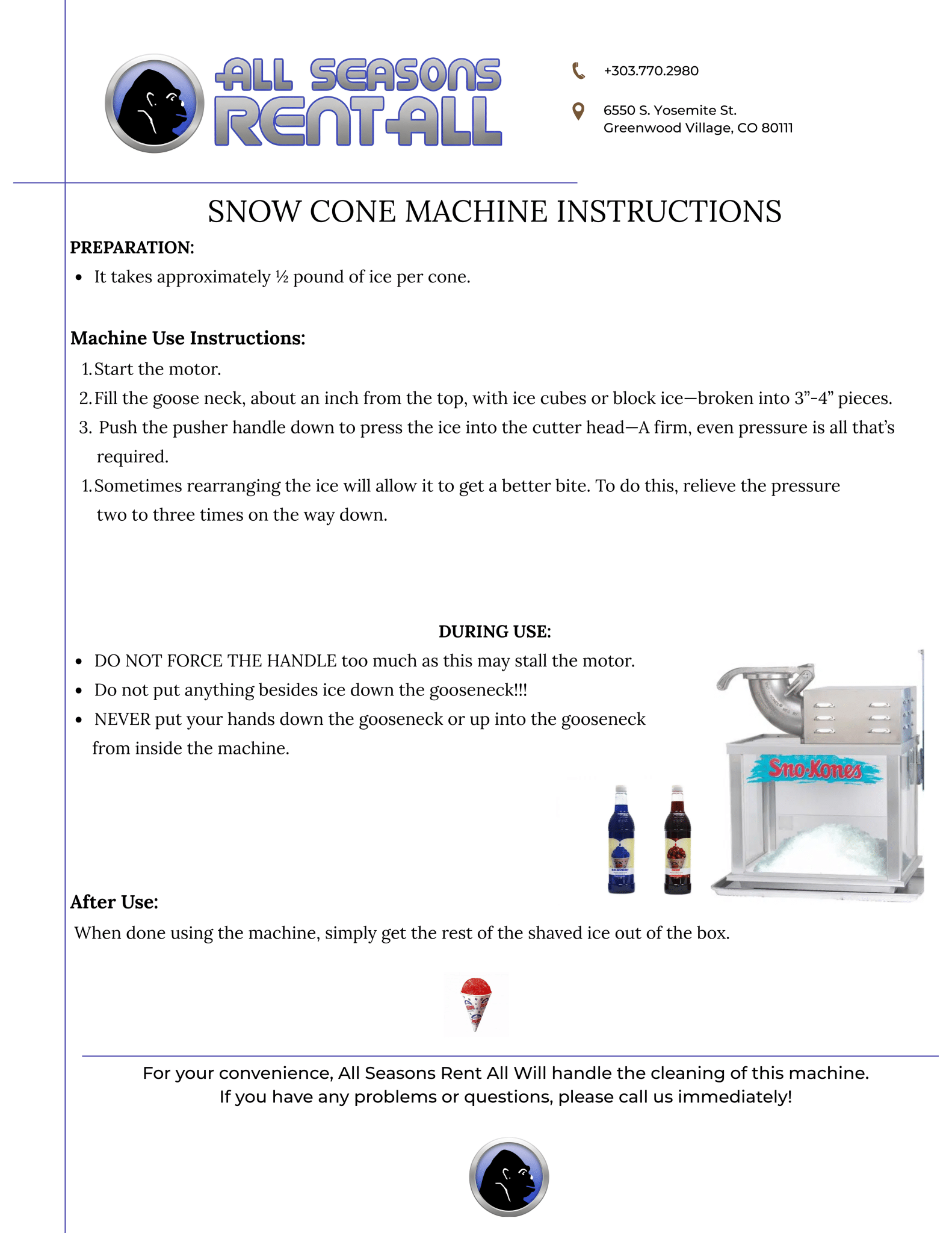 snow cone instructions