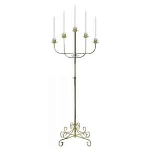 5 branch brass candelabra