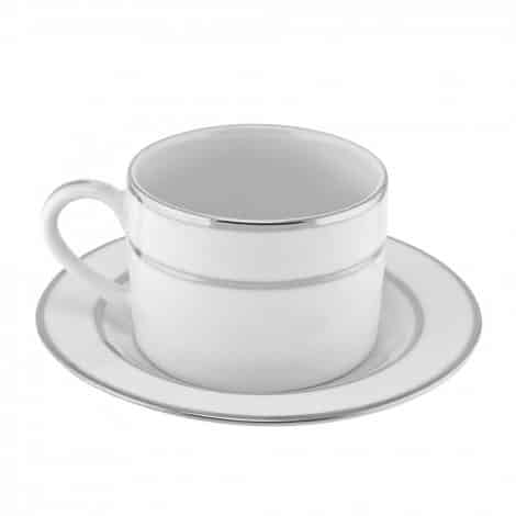 Coffee Saucer, White/Silver