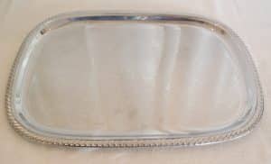 silver 22" rectangular tray