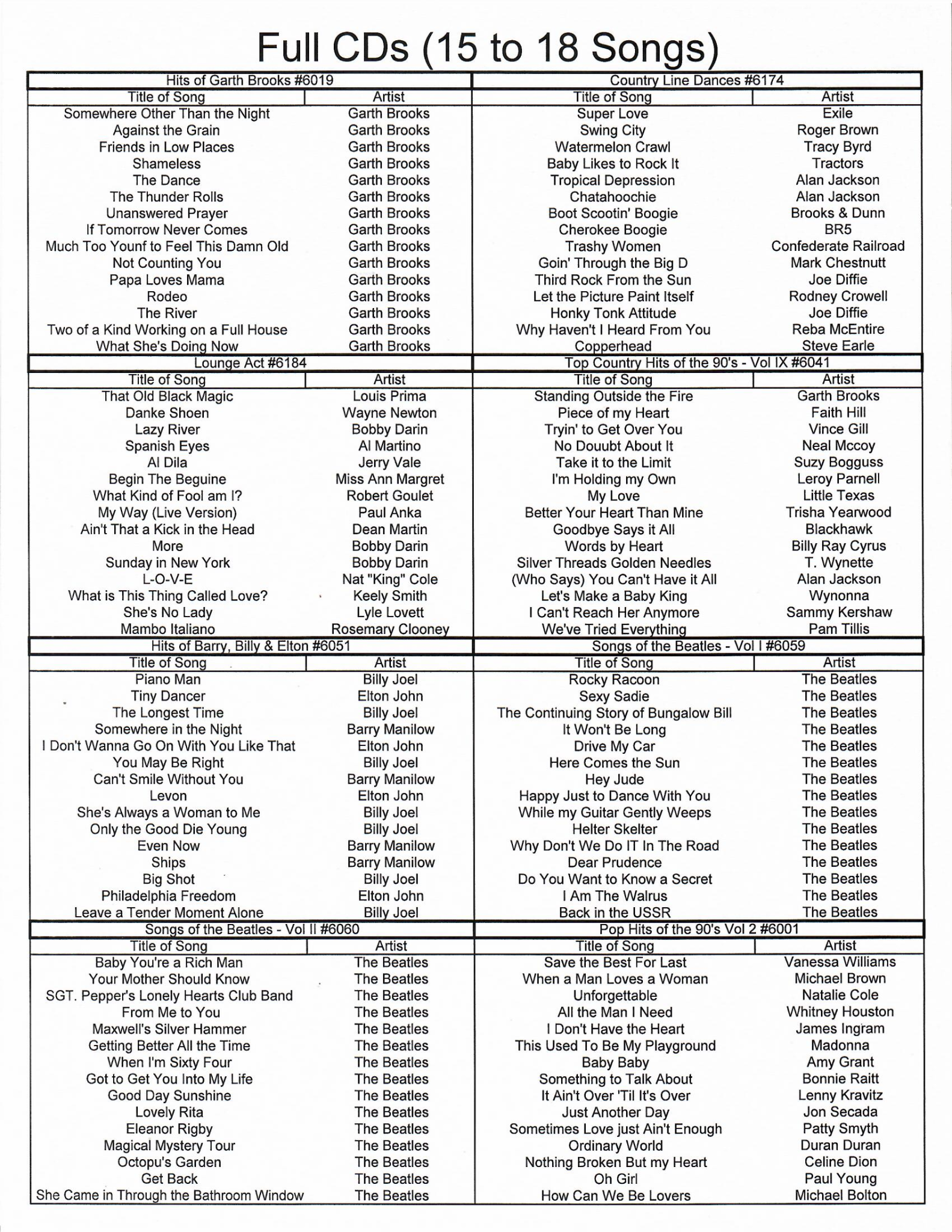 Full Karaoke CD's page 1