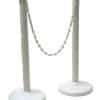 white plastic stanchions