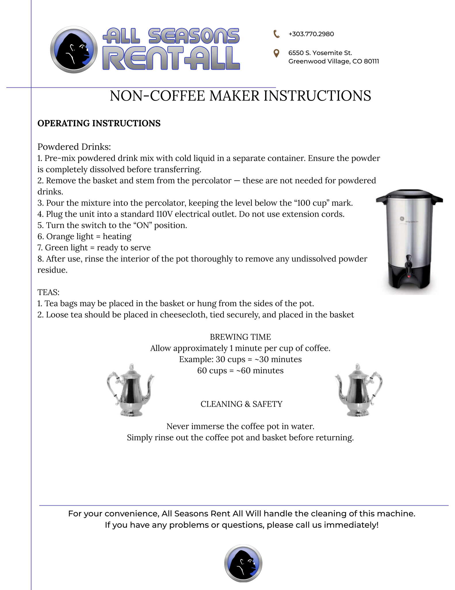 non-coffee percolator instructions