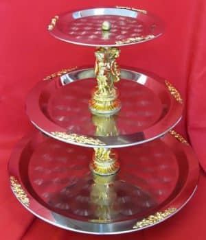 3 tier gold trimmed tray