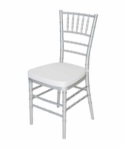 silver chivari chair with white pad