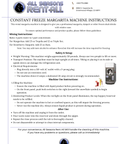 Constant Freeze Margarita Machine Instructions